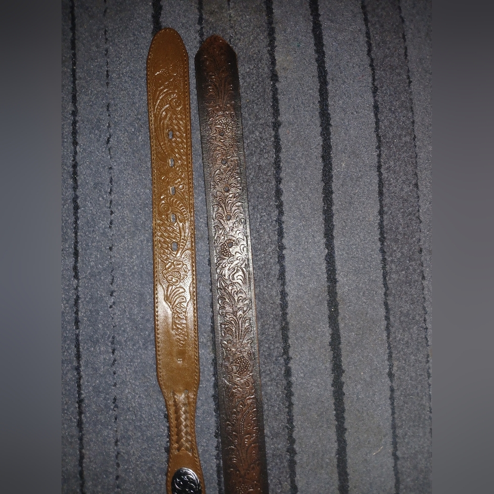 NWOT NEVER WORN BUNDLE 2 WESTERN LEATHER BELTS BOTH SIZE 38 - Picture 3 of 6
